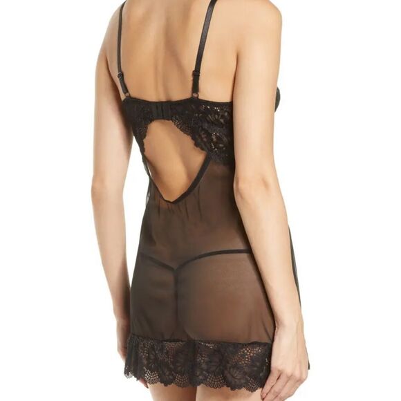 NEW Oh La La Cheri Page Underwire Babydoll Chemise & G-String Thong Black 1X - Picture 2 of 11